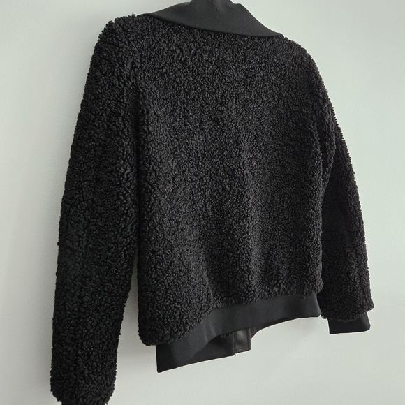 Black Sherpa Jacket with Leather Accents - Picture 8 of 12